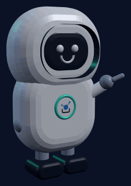 Guide figure pointing at the answer in the scene